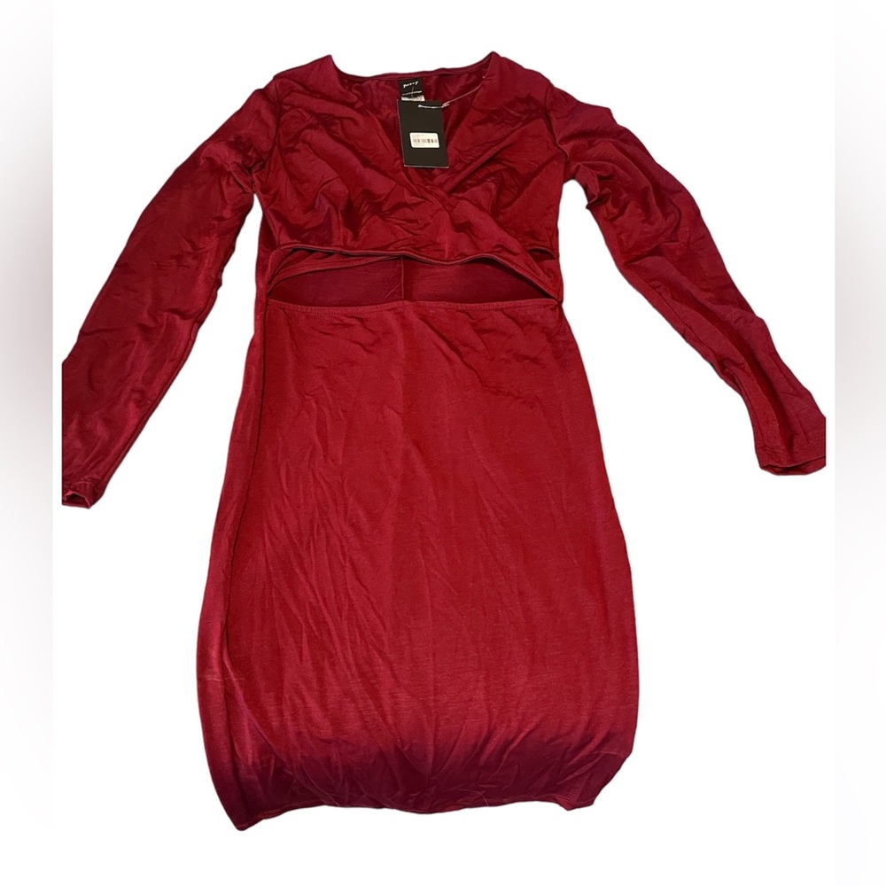 Burgundy cut out dress